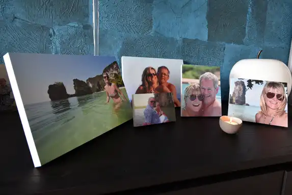 Vaklab afdruk verlijmd op kunststof blok, diverse maten mat zijdeglans of glans.