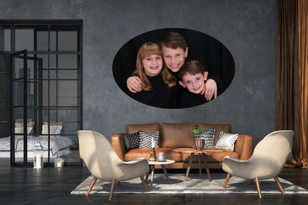 Ovale muursticker grootformaat als goedkope en sjieke wanddecoratie.