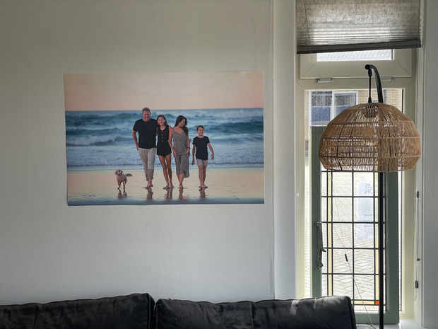 Poster van gezin op het strand